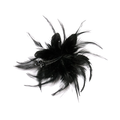 Zac's Alter Ego - Feather flower with sequins on brooch Fascinator - Black